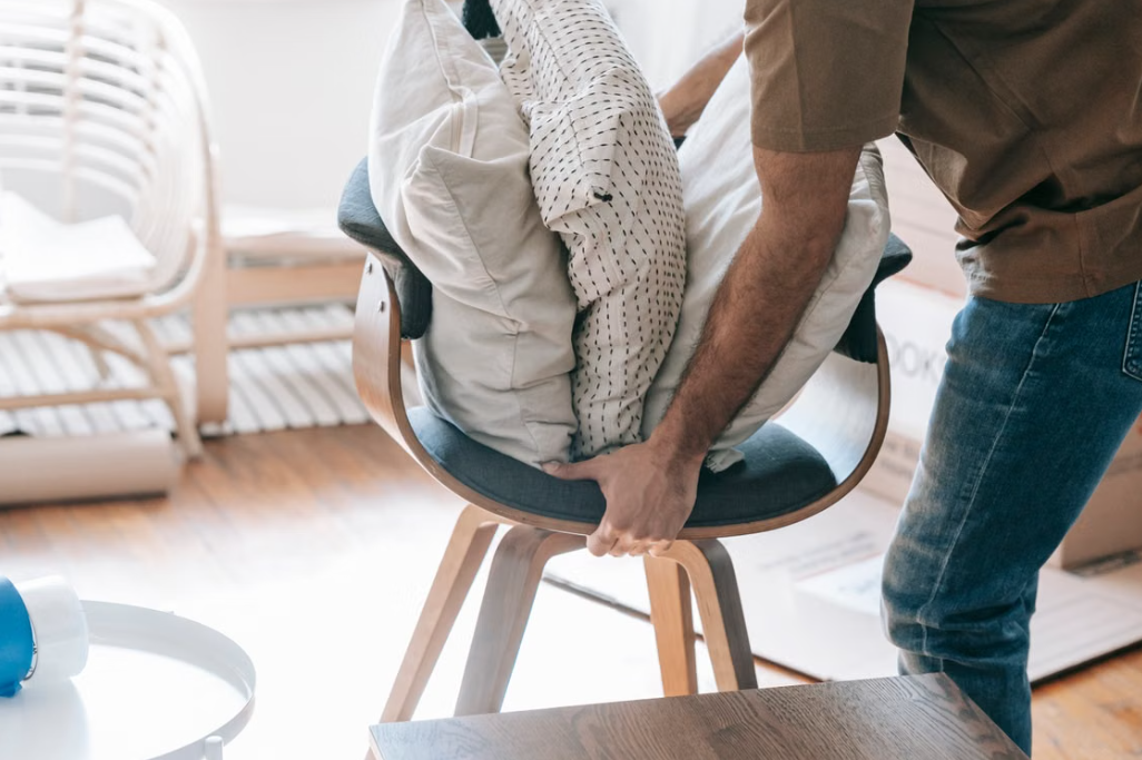High-Back Upholstered Chair Moving and Placement Service